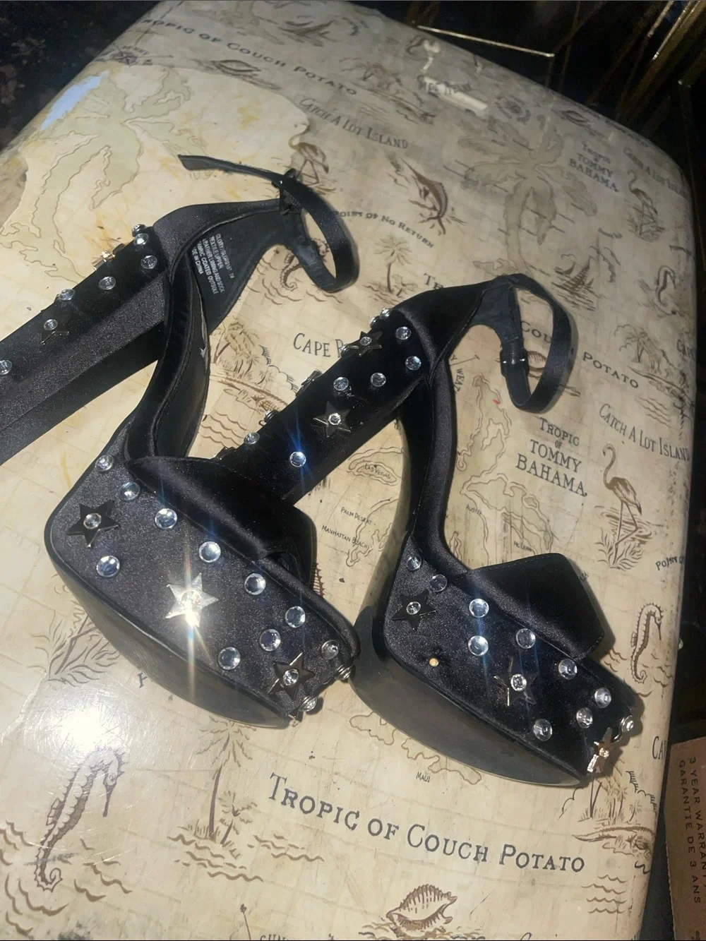 Steve Madden Black Platform Heels with Gold Star Studs